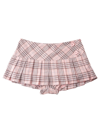 Girly Plaid Pleated Mini Skirt