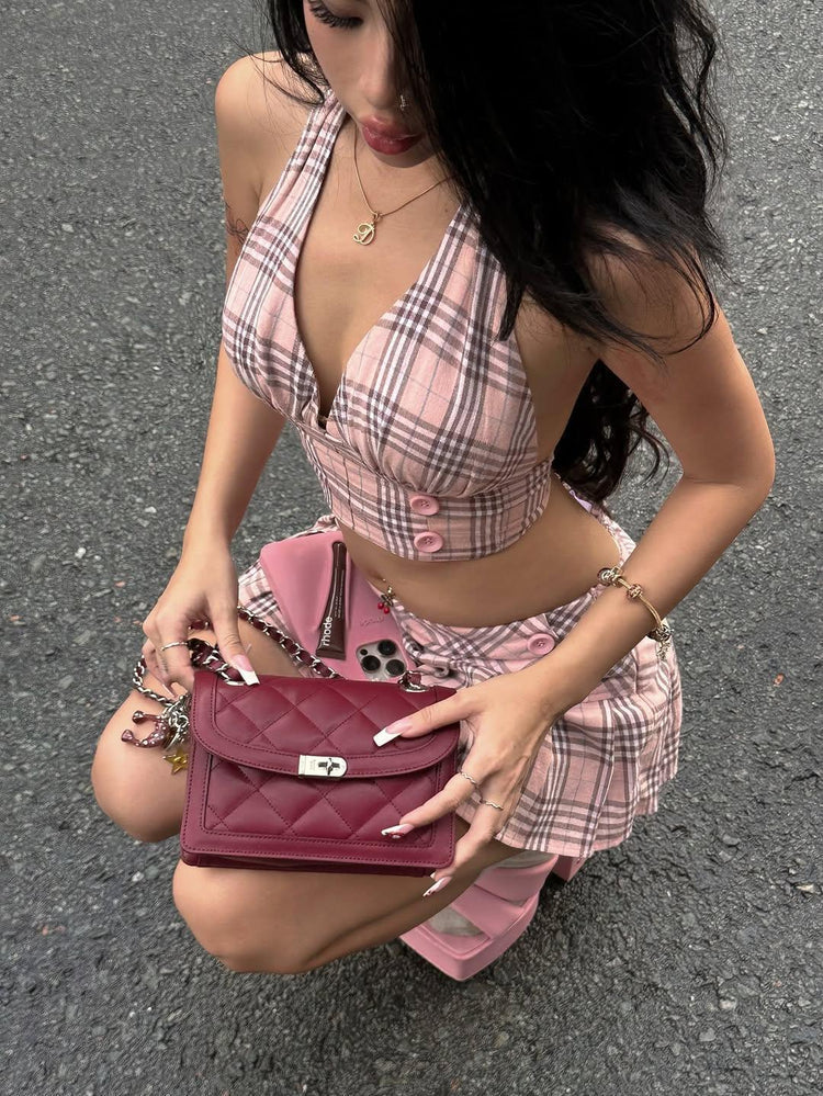 Girly Plaid Pleated Mini Skirt