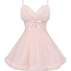 Rose Princess Fur Chiffon Babydoll Dress