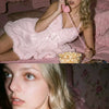 Rose Princess Fur Chiffon Babydoll Dress
