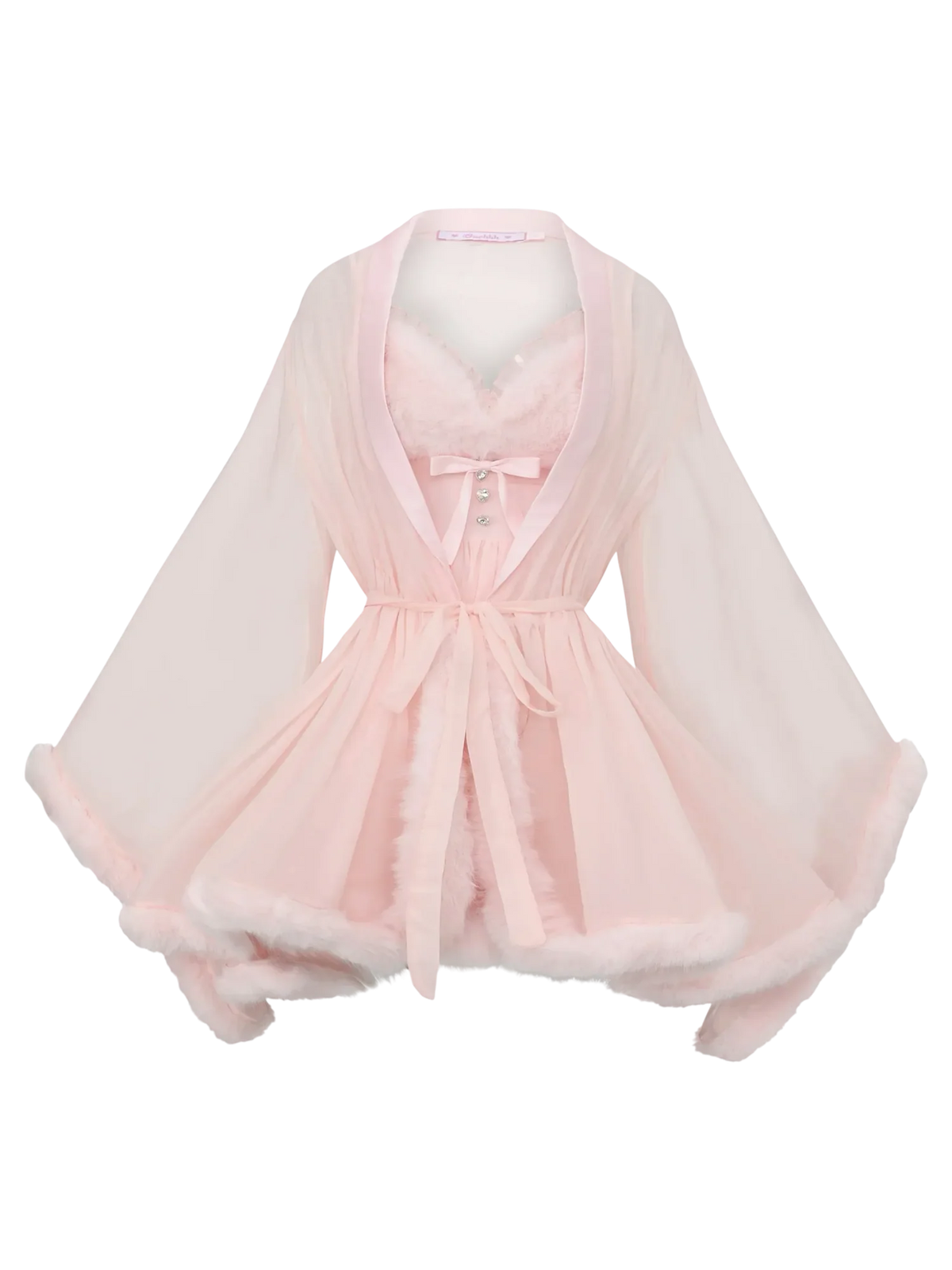 Rose Princess Fur Chiffon Babydoll Dress