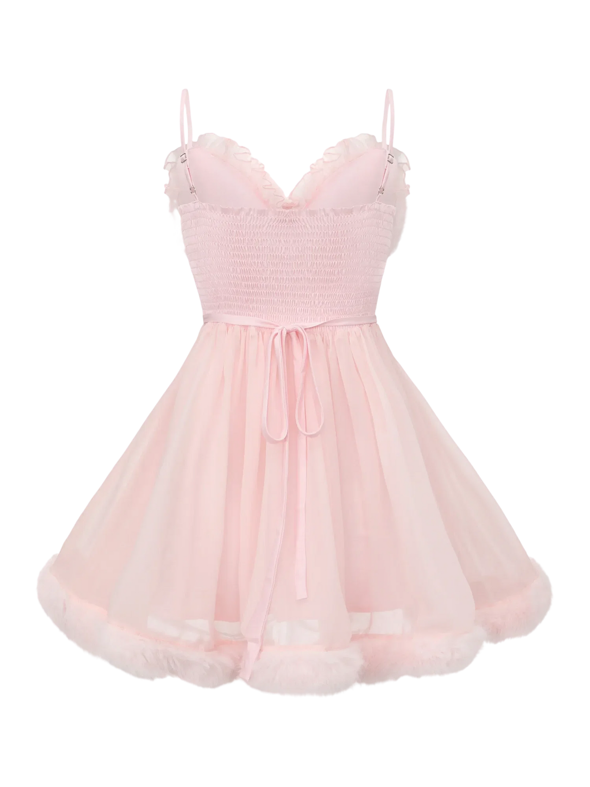 Rose Princess Fur Chiffon Babydoll Dress