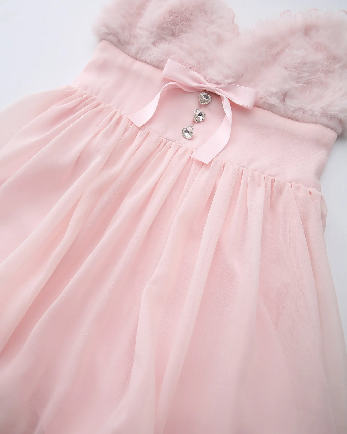 Rose Princess Fur Chiffon Babydoll Dress