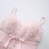 Rose Princess Fur Chiffon Babydoll Dress
