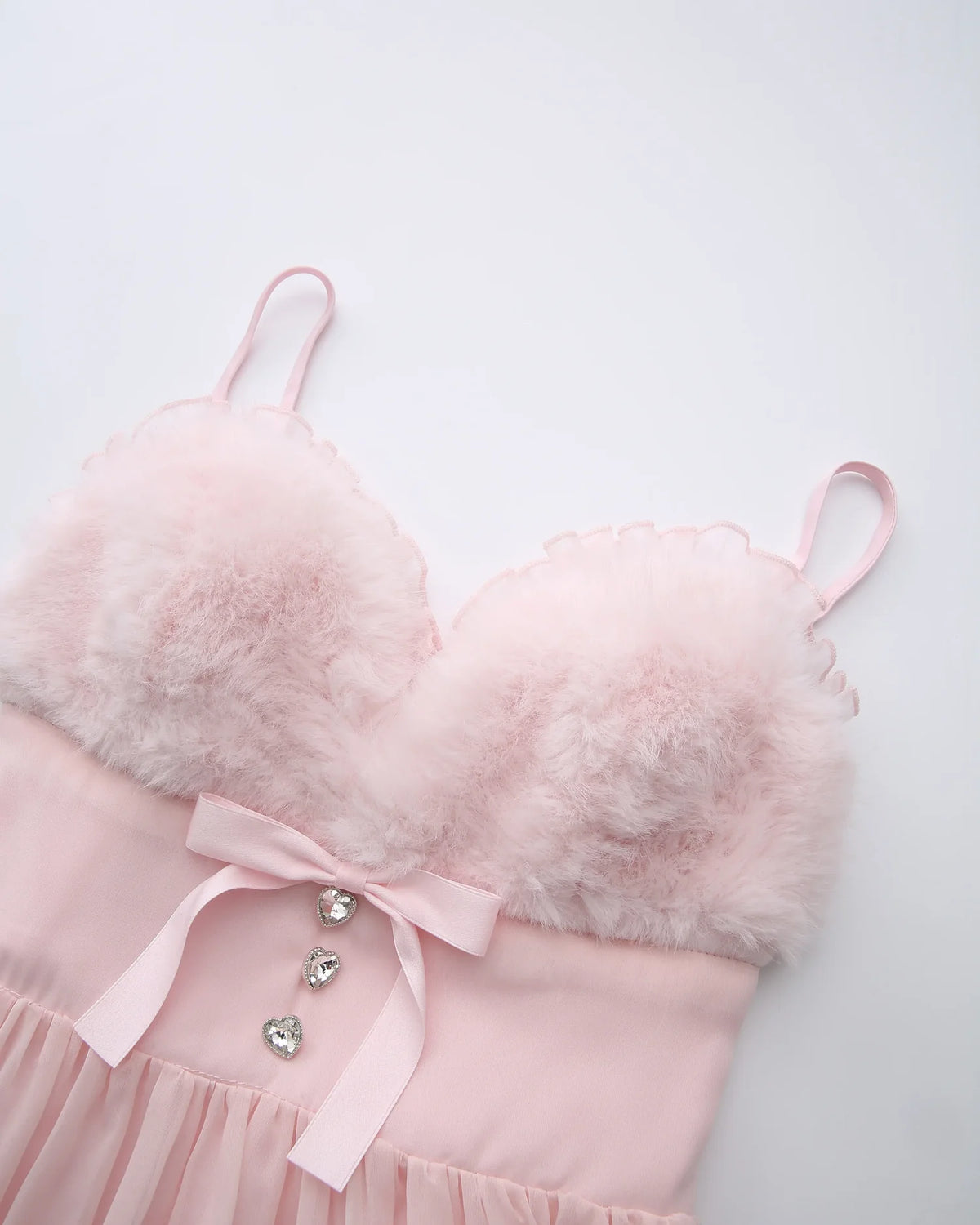 Rose Princess Fur Chiffon Babydoll Dress