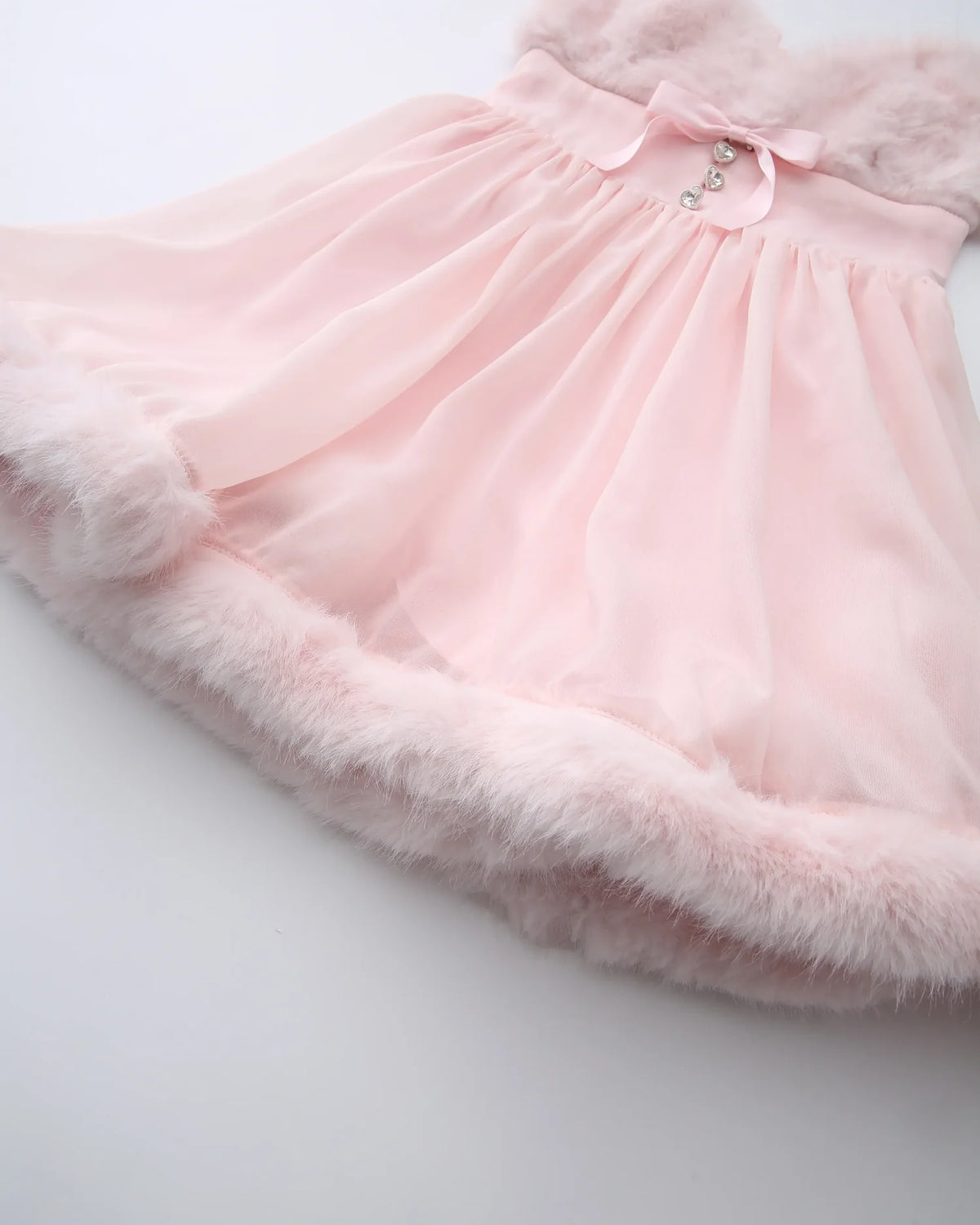 Rose Princess Fur Chiffon Babydoll Dress