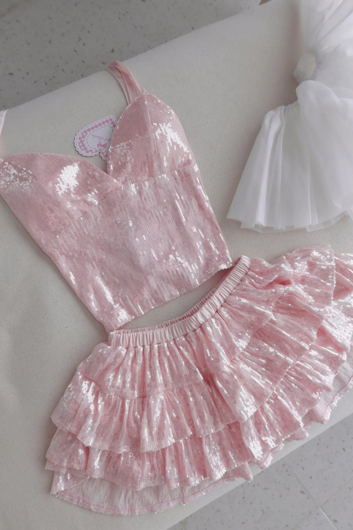 Rosette Fairy Dust Sequin Mini Skirt + Petticoat