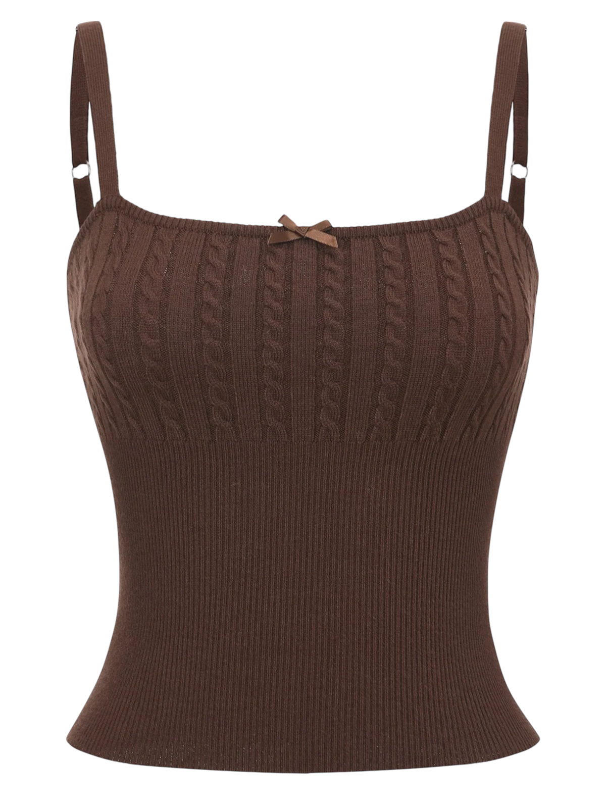 Colette Cable Knit Cami Top (Brown)