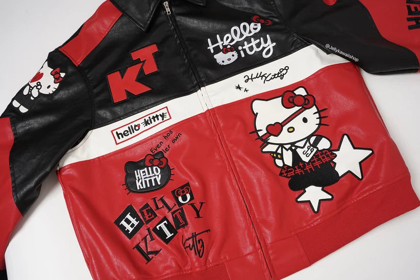 Black and Red Leather Jacket Unisex Coats