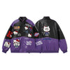 Black and Purple Leather Jacket Unisex Coats