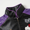 Black and Purple Leather Jacket Unisex Coats
