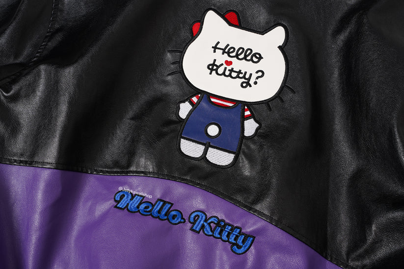 Black and Purple Leather Jacket Unisex Coats
