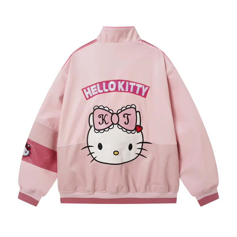 Pink Leather Jacket Unisex Coat