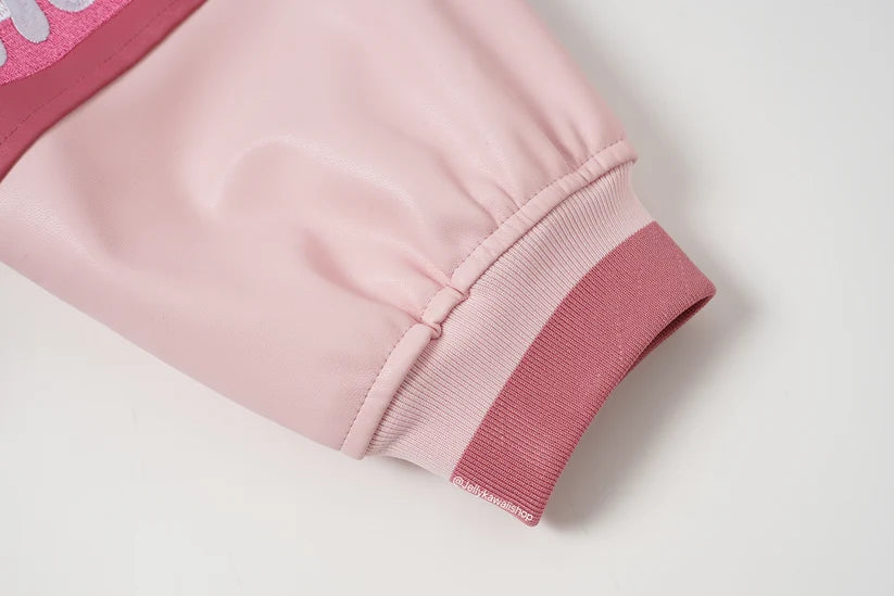 Pink Leather Jacket Unisex Coat