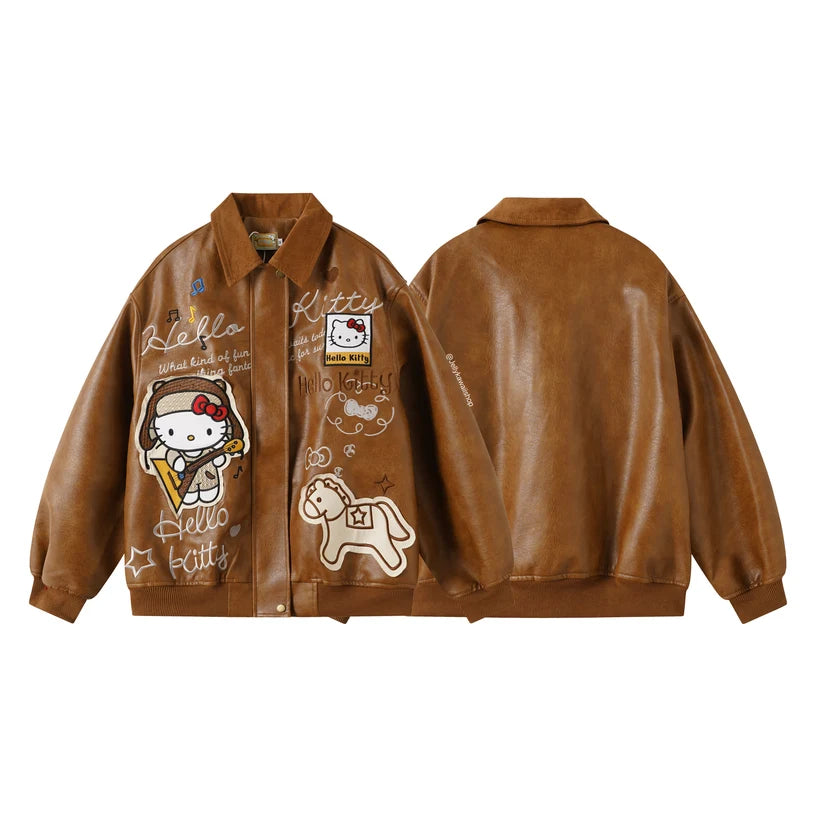 Brown Leather Jacket Unisex Coats