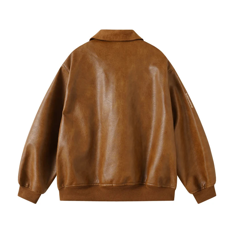 Brown Leather Jacket Unisex Coats