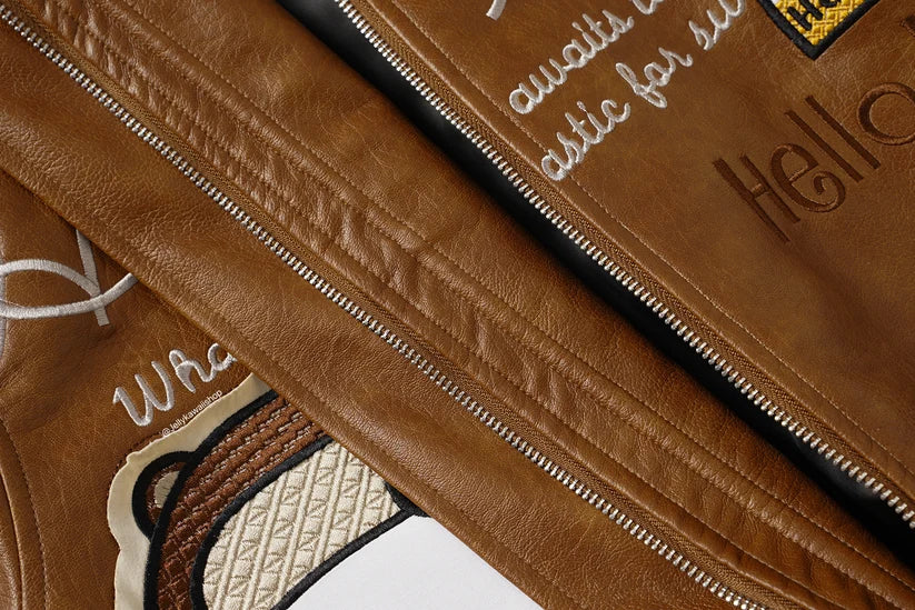 Brown Leather Jacket Unisex Coats