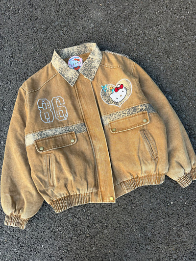 Brown Leopard Print Varsity Jacket Baseball Bomber Jacket