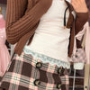 Blair Preppy Plaid Mini Skirt (Brown)