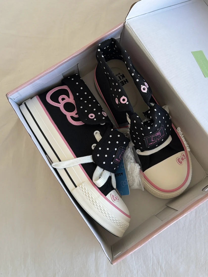 Foldable Hightop Canvas Lace-Up Women's Shoes