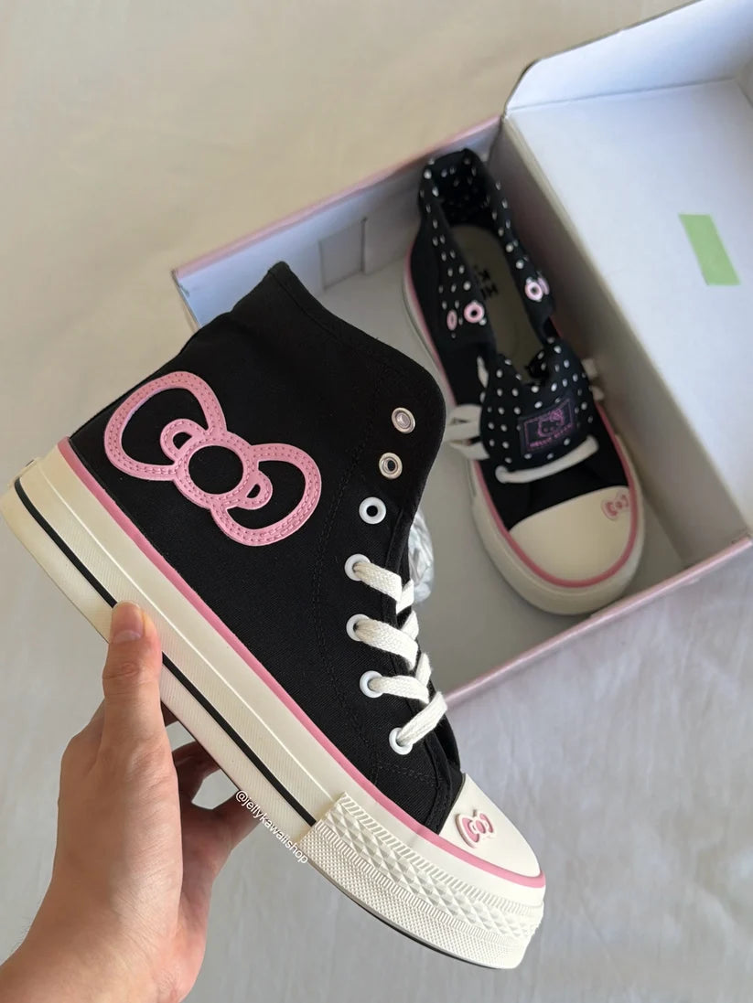 Foldable Hightop Canvas Lace-Up Women's Shoes