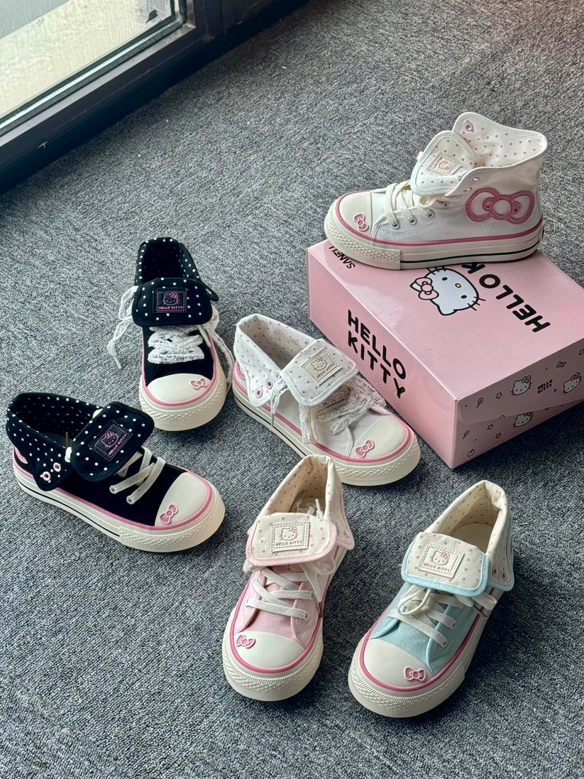 Foldable Hightop Canvas Lace-Up Women's Shoes