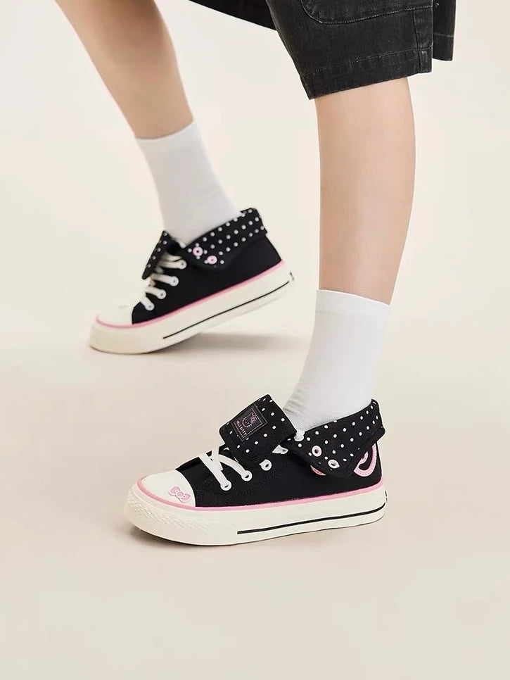Foldable Hightop Canvas Lace-Up Women's Shoes