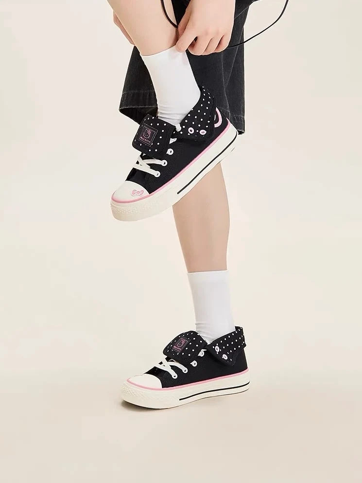 Foldable Hightop Canvas Lace-Up Women's Shoes