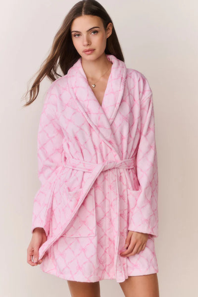 LoveShackFancy Cotton Indie Robe – Pink Bow