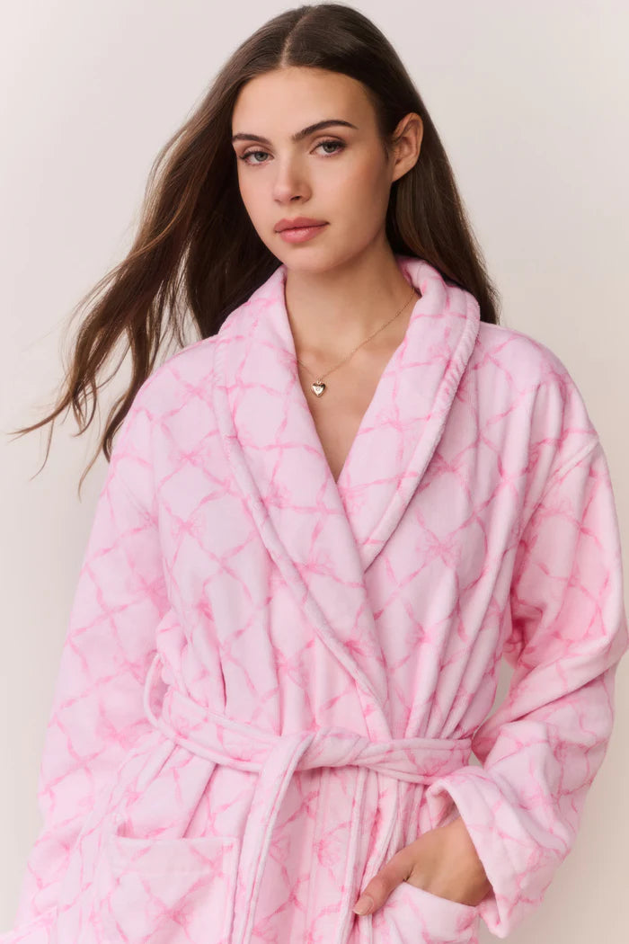 LoveShackFancy Cotton Indie Robe – Pink Bow
