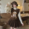 Kawaii Baking Bear Polka Dot Ruffle Sleeveless Dress