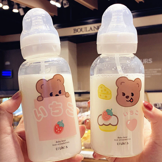 Kawaii Bear Glass Water Bottle