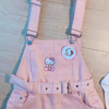 Kawaii Denim Overalls with Kitty Face