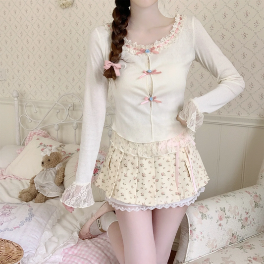 Kawaii Floral Pleated Mini Skirt – Coquette Pink Aesthetic Vibes