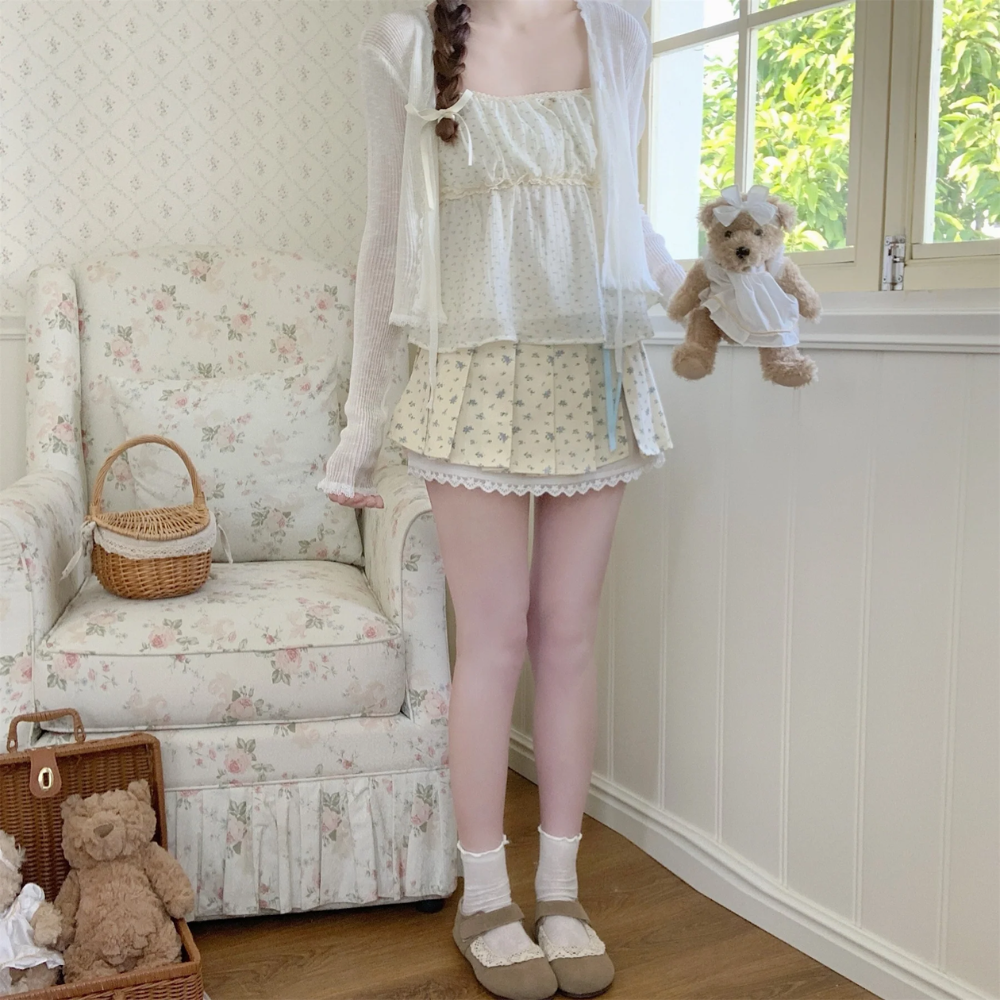 Kawaii Floral Pleated Mini Skirt – Coquette Pink Aesthetic Vibes