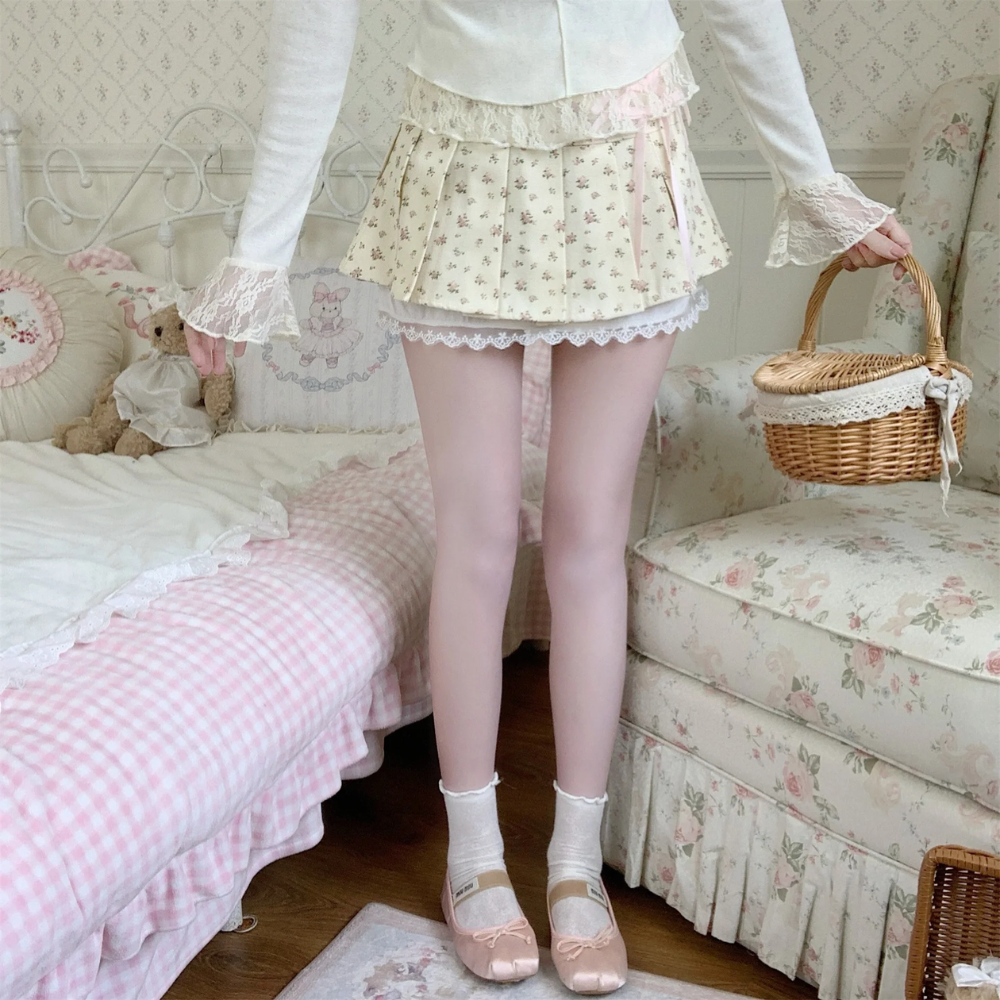 Kawaii Floral Pleated Mini Skirt – Coquette Pink Aesthetic Vibes