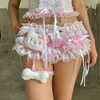 Kawaii Kitten Micro Shorts in pink with a small plush Kitty face, adding a cute and playful touch to your look.