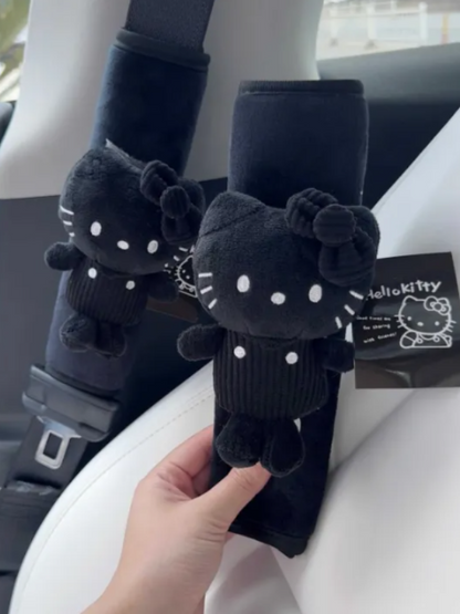 Kawaii Kitty Seat Belt Protector Black