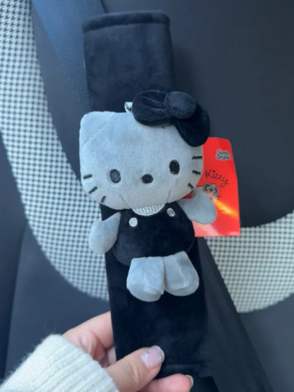 Kawaii Kitty Seat Belt Protector Black