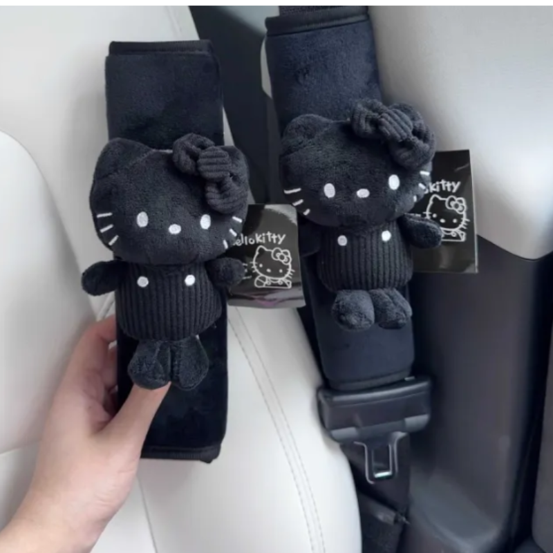 Kawaii Kitty Seat Belt Protector Black