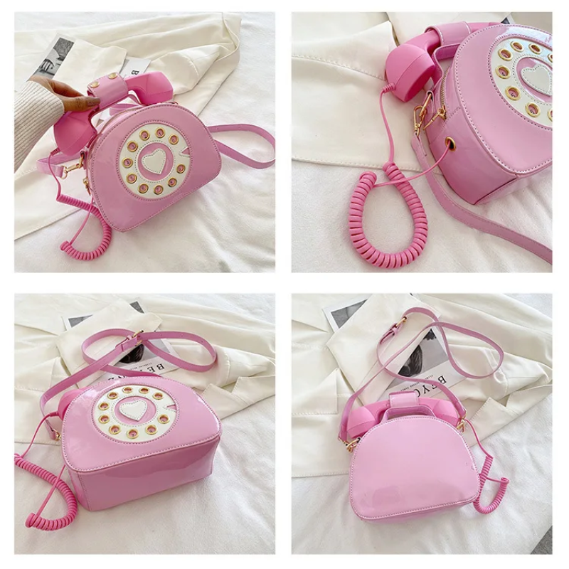 Pink bag with unique kawaii details, featuring cute charms, pastel accents, and a playful design for an adorable and stylish look.
