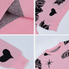 Kawaii Pink Knit Sweater with Bats and Hearts, featuring long sleeves and a round collar for a cute and cozy look with a playful design.