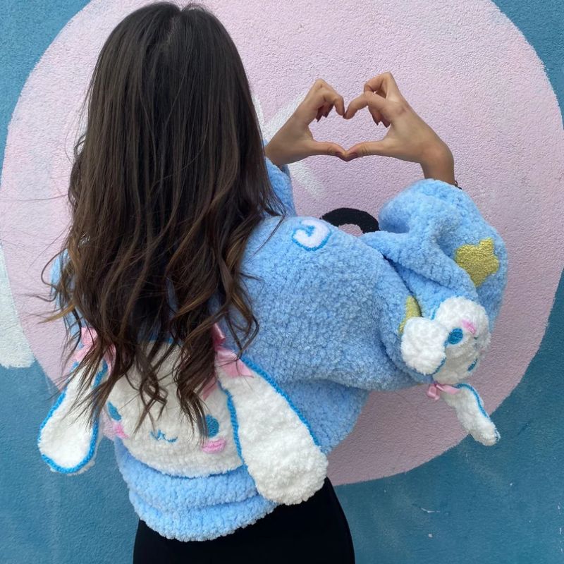 Kawaii Blue Plush Cardigan