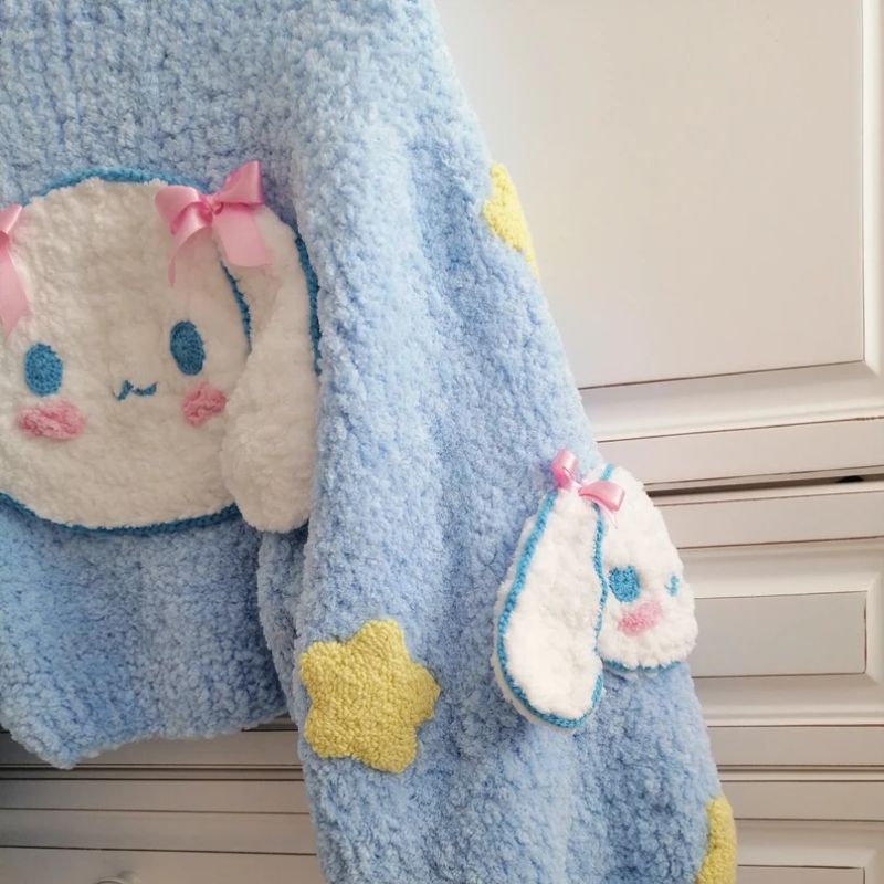 Cozy oversized kawaii cardigan in plush fabric