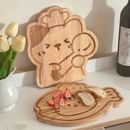 Kawaii Cat-Shaped Wooden Cutting Board