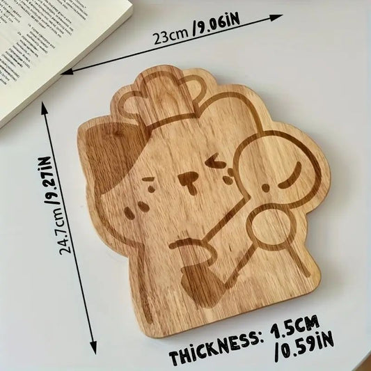 Kawaii Cat-Shaped Wooden Cutting Board