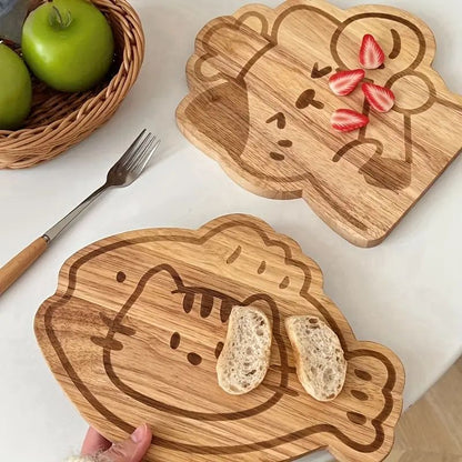 Kawaii Cat-Shaped Wooden Cutting Board