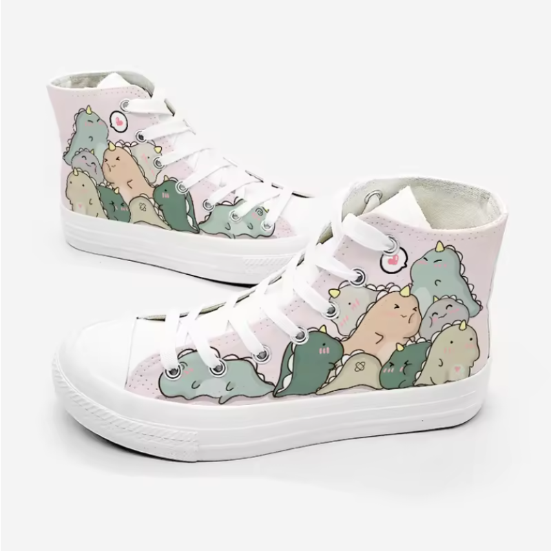 Kawaii Dinosaur Canvas Sneakers