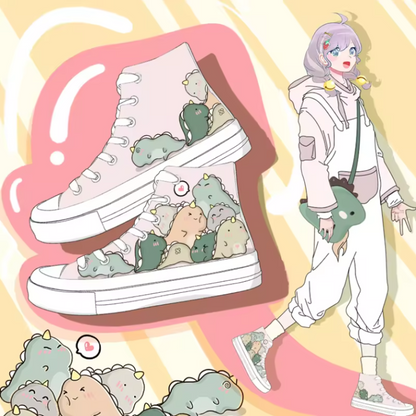 Kawaii Dinosaur Canvas Sneakers