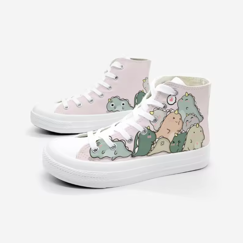 Kawaii Dinosaur Canvas Sneakers